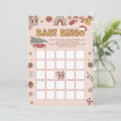 Roze Retro Groovy Kerst Baby shower Bingo Spel Kaart (Staand voorkant)