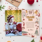 Roze Retro Groovy Kerstboom Verjaardag Bedankkaart