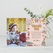 Roze Retro Groovy Kerstboom Verjaardag Bedankkaart (Staand voorkant)