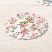 Roze Retro Groovy Kerstman Kerstmis Kartonnen Onderzetters (Gekanteld)