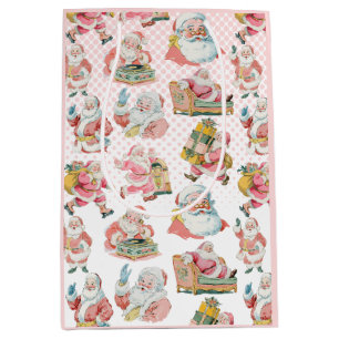 Roze Retro Groovy Kerstman Kerstmis Medium Cadeauzakje