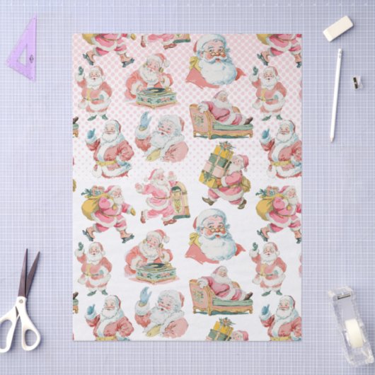 Roze Retro Groovy Kerstman Kerstmis Tissuepapier (Craft)