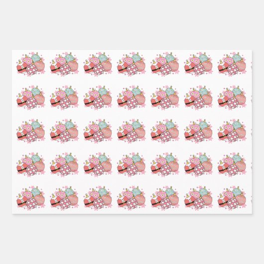 Roze Retro Groovy Kerstmis Inpakpapier Vel (Voorkant 3)