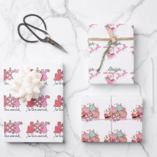 Roze Retro Groovy Kerstmis Inpakpapier Vel