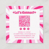 Roze Retro Groovy Moderne QR-code Vierkante Visitekaartje (Achterkant)
