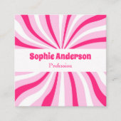 Roze Retro Groovy Moderne QR-code Vierkante Visitekaartje (Voorkant)
