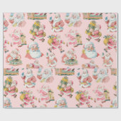 Roze Retro Groovy Santa Claus-Christmas Cadeaupapier (Vlak)