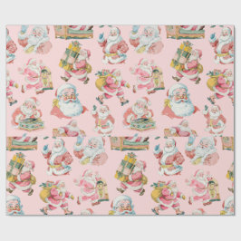 Roze Retro Groovy Santa Claus-Christmas Cadeaupapier