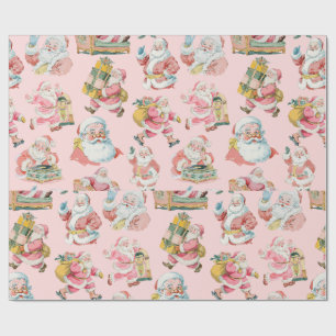 Roze Retro Groovy Santa Claus-Christmas Cadeaupapier