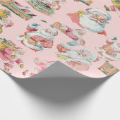 Roze Retro Groovy Santa Claus-Christmas Cadeaupapier (Hoek)