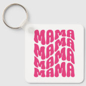 Roze Retro Groovy Schattige Mama Moederdag Moeder Sleutelhanger (Voorkant)