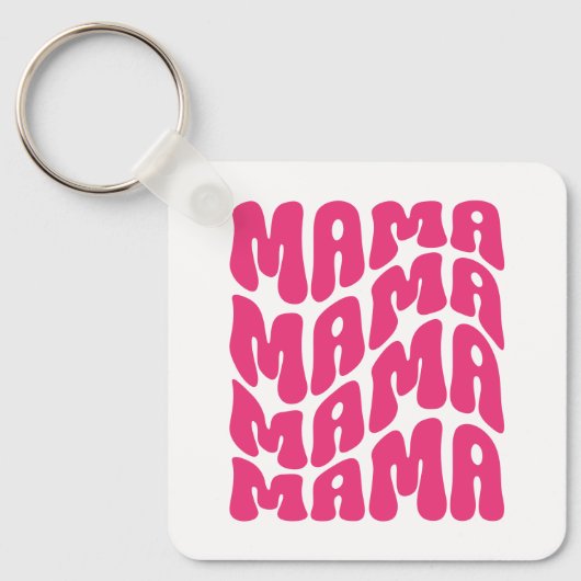 Roze Retro Groovy Schattige Mama Moederdag Moeder  Sleutelhanger (Voorkant)