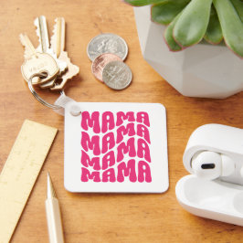 Roze Retro Groovy Schattige Mama Moederdag Moeder  Sleutelhanger