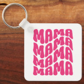 Roze Retro Groovy Schattige Mama Moederdag Moeder Sleutelhanger (Voorkant)