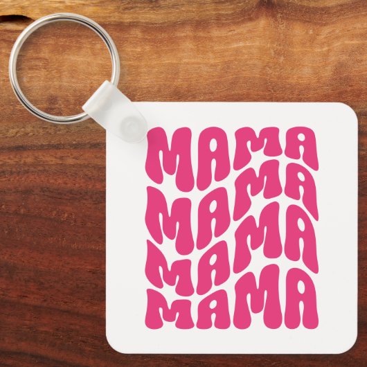 Roze Retro Groovy Schattige Mama Moederdag Moeder  Sleutelhanger (Voorkant)