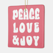 Roze Retro Groovy Vrede Liefde Vreugde Vakantie Fo Keramisch Ornament (Links)
