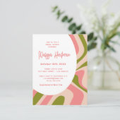 Roze Retro Groovy Vrijgezellenfeest Kaart (Staand voorkant)