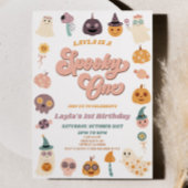 Roze Retro Halloween Spooky Een 1e Verjaardagsfees Kaart