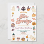 Roze Retro Halloween Twee Spooky 2e Verjaardagsfee Kaart (Voorkant)