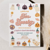 Roze Retro Halloween Twee Spooky 2e Verjaardagsfee Kaart