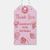Roze Retro Hand getrokken Funky Cocktail Verjaarda Cadeaulabel (Voorkant)