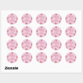 Roze Retro Hand getrokken Funky Cocktail Verjaarda Ronde Sticker (Vel)