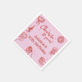 Roze Retro Hand getrokken Funky Cocktail Verjaarda Servet (Hoek)