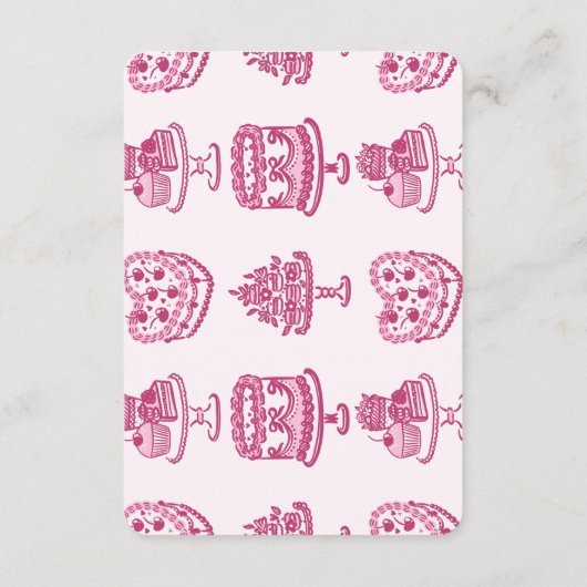 Roze Retro Hart Coquette Cake Registry Insert Informatiekaartje (Achterkant)