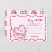 Roze Retro Hart Coquette Cake Registry Insert Informatiekaartje (Voorkant / Achterkant)