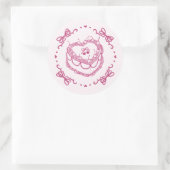 Roze Retro Hart Coquette Cherry Cake Envelope Ronde Sticker (Tas)