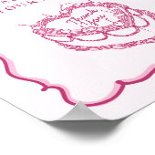 Roze Retro Hart Coquette Cherry Cake Favors Poster (Hoek)
