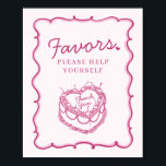 Roze Retro Hart Coquette Cherry Cake Favors Poster<br><div class="desc">Transformeer uw feest met ons Olive Green Toile de Jouy Party Decor Collectie. Dit elegante ensemble toont ingewikkelde chinoiserie wilde bloemen, vogels en vlinders, allemaal minutieus ontworpen om een verfijnde en tijdloze sfeer te creëer. Met gedetailleerde bloemen en een rijk olijfgroen palet voegt dit collectie een vleugje verfijnde schoonheid toe...</div>