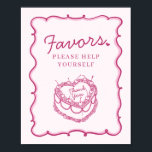 Roze Retro Hart Coquette Cherry Cake Favors Poster<br><div class="desc">Transformeer uw feest met ons Olive Green Toile de Jouy Party Decor Collectie. Dit elegante ensemble toont ingewikkelde chinoiserie wilde bloemen, vogels en vlinders, allemaal minutieus ontworpen om een verfijnde en tijdloze sfeer te creëer. Met gedetailleerde bloemen en een rijk olijfgroen palet voegt dit collectie een vleugje verfijnde schoonheid toe...</div>