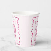 Roze Retro Hart Coquette Cherry Cake Valentijnse Papieren Bekers (Rechts)