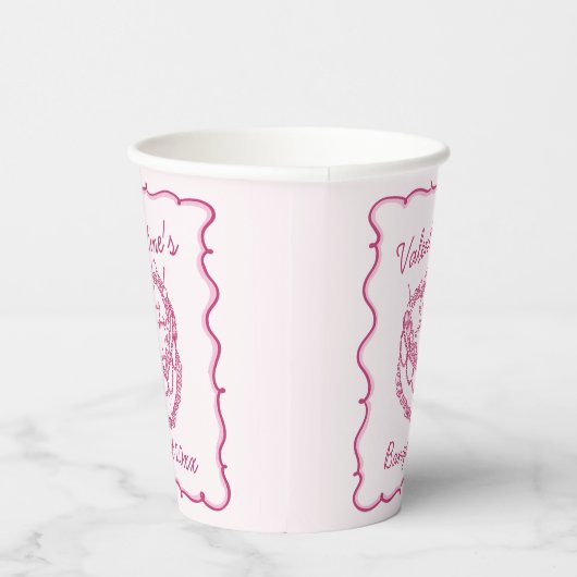 Roze Retro Hart Coquette Cherry Cake Valentijnse Papieren Bekers (Rechts)