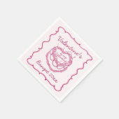 Roze Retro Hart Coquette Cherry Cake Valentijnse Servet (Hoek)