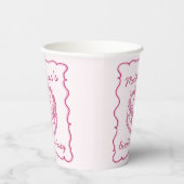 Roze Retro Hart Coquette Cherry Cake Verjaardag Papieren Bekers (Rechts)