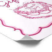 Roze Retro Hart Coquette Cherry Cake Verjaardag Poster (Hoek)