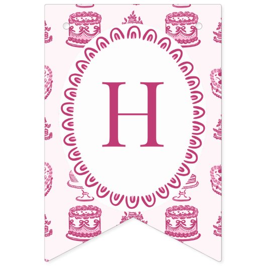 Roze Retro Hart Coquette Cherry Cake Vlaggetjes (Tweede vlag)