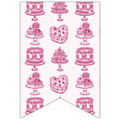 Roze Retro Hart Coquette Cherry Cake Vlaggetjes (Eerste vlag)