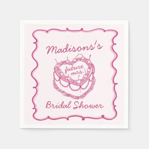 Roze Retro Hart Coquette Kersencake Bruidsbeurs Servet