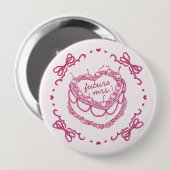 Roze Retro Hart Coquette Kersencake Bruidsfeest Ronde Button 4,0 Cm (Voorkant /achterkant)