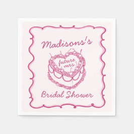 Roze Retro Hart Coquette Kersencake Bruidsfeest Sh Servet