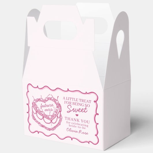 Roze Retro Hart Coquette Kersencake Bruidsjurk Bedankdoosjes (Open)