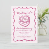 Roze Retro Hart Coquette Kersencake Bruidsmeisje Kaart (Staand voorkant)