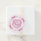 Roze Retro Hart Coquette Kersencake BruidsShower Bedankjes Labels (In situ)