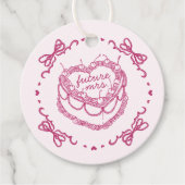 Roze Retro Hart Coquette Kersencake BruidsShower Bedankjes Labels (Voorkant)