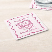 Roze Retro Hart Coquette Kersencake BruidsShower Kartonnen Onderzetters (Schuin)