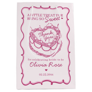 Roze Retro Hart Coquette Kersencake BruidsShower Medium Cadeauzakje