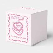 Roze Retro Hart Coquette Kersencake Galentine Bedankdoosjes (Achterkant)